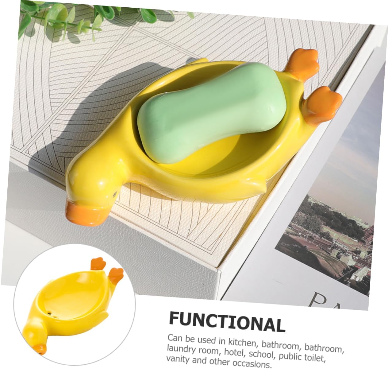 Adorable Duck Ceramic Soap Dish for Bathroom and Kitchen