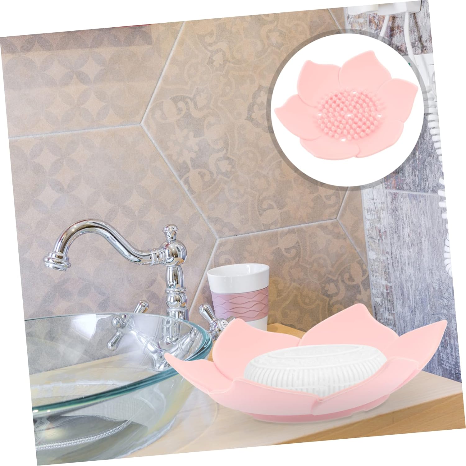 Floral Silicone Soap Holder 2-Piece Set
