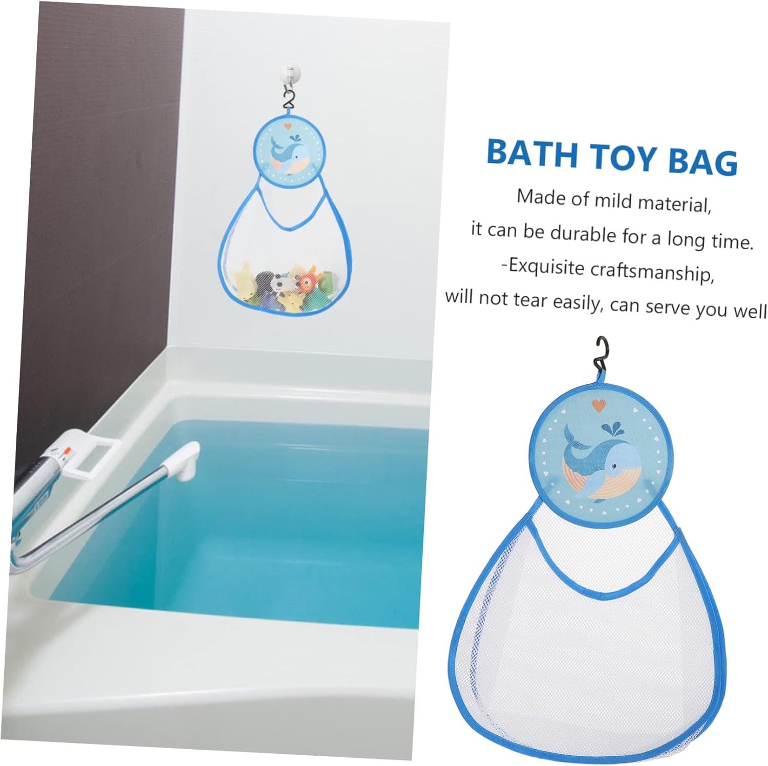Cabilock Hanging Bath Organizer Mesh Storage for Kids