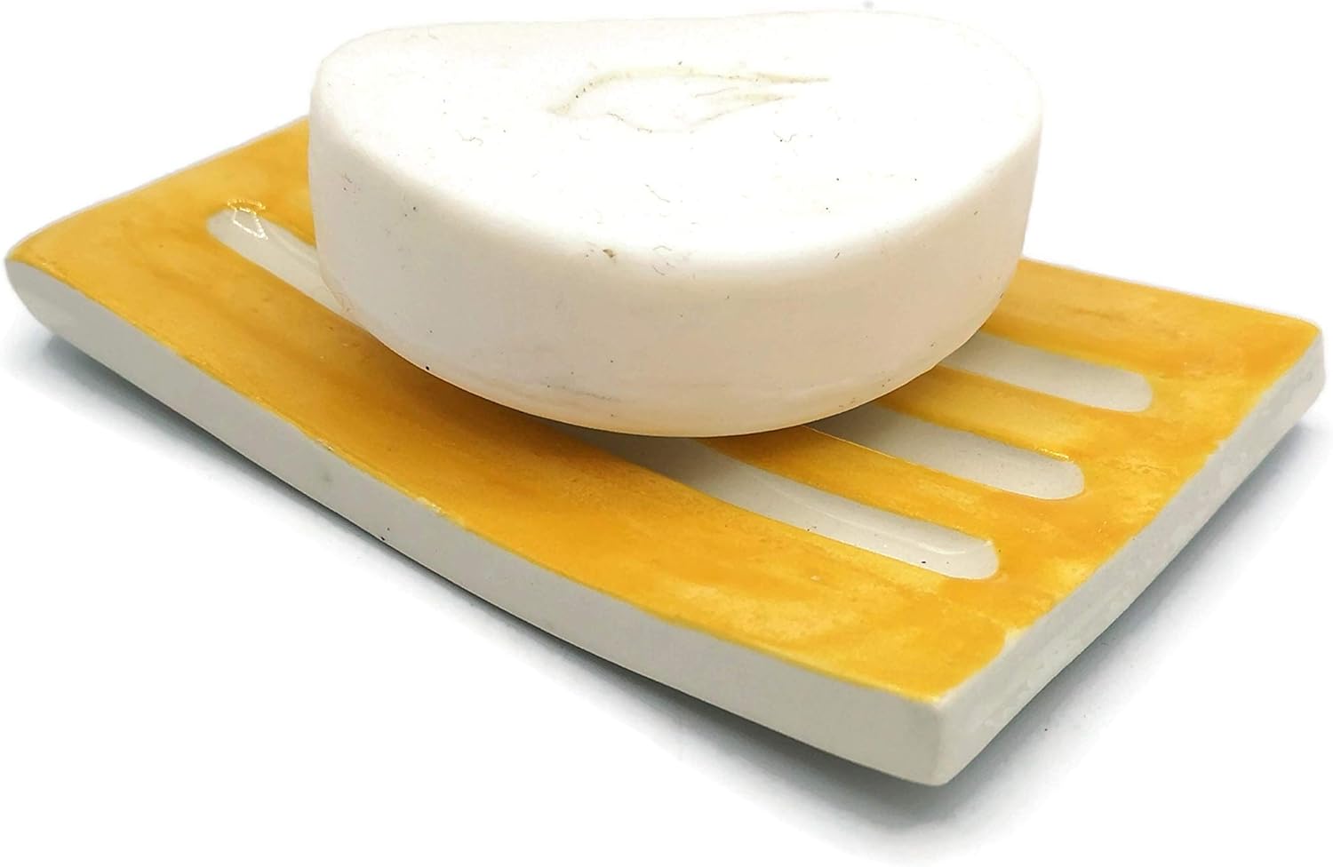Handmade Yellow Ceramic Bar Soap Dish