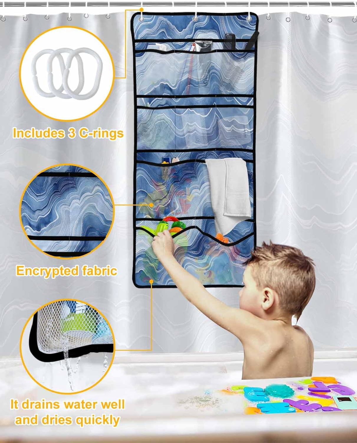 Easily Install 10-Pocket Mesh Shower Caddy for Bathroom Beyond