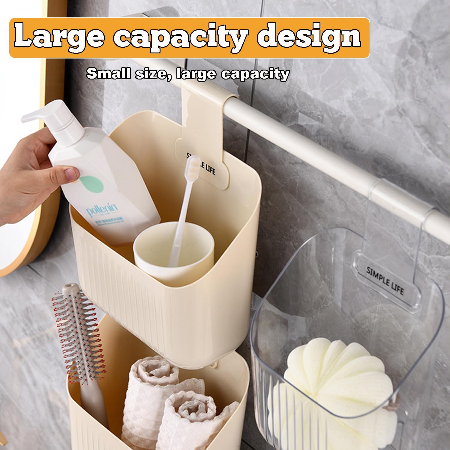 3-Piece Hanging Shower Basket Caddy Portable Wall Storage Organizer