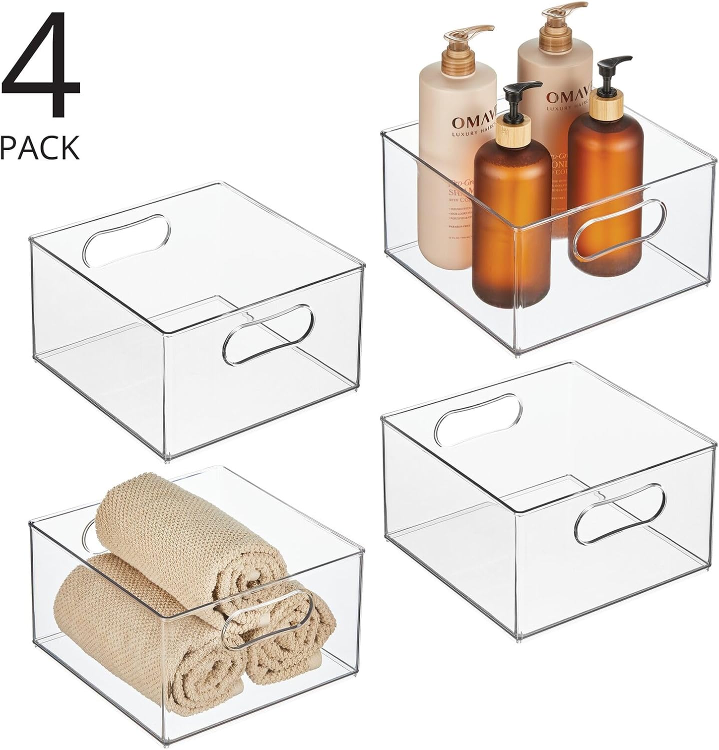 Distinct Deep Plastic Organizer Bin for Bath Kitchen