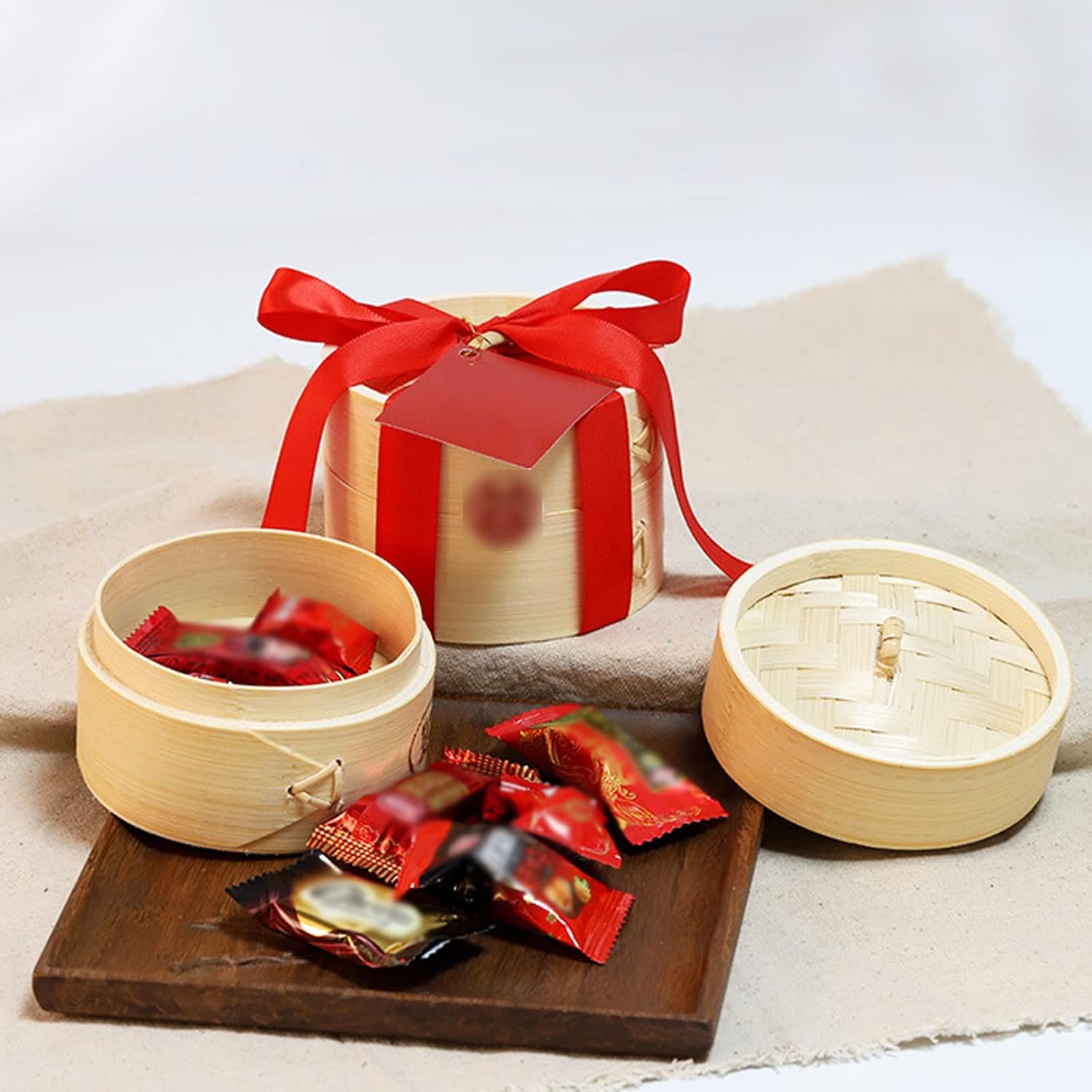 Eco-Friendly Bamboo Steamer Double-Handle Soaps Dispenser