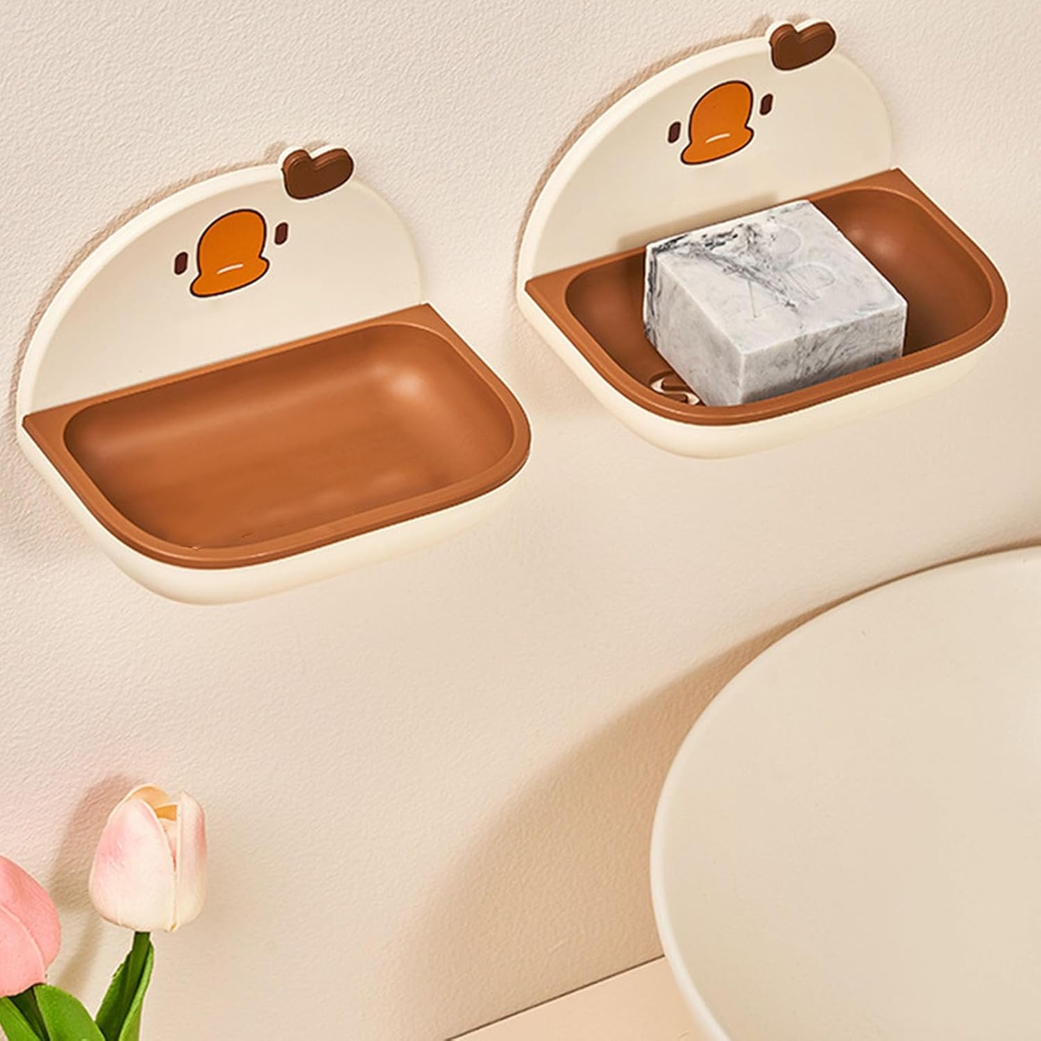 Wall Mounted soap dishBigDecimalCartoon Drainable for Hygiene Aesthetics