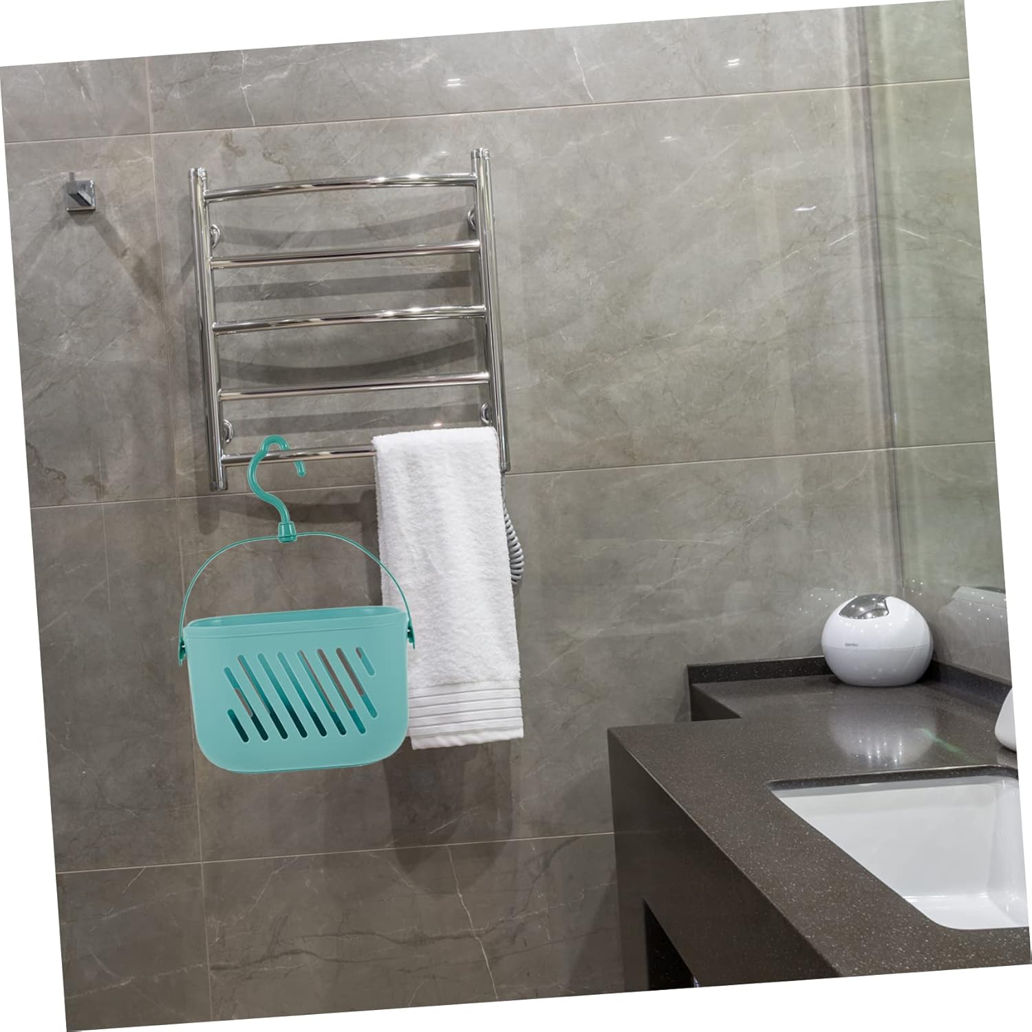 FonDotin Hanging Shower Basket Organizer with Blue Hook for Bathroom Storage