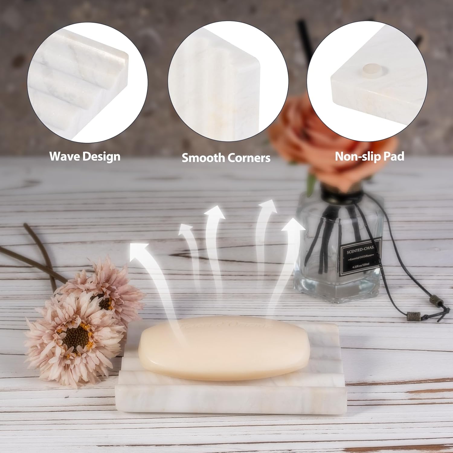 Karibiber 2-Piece Marble Soap Dish
