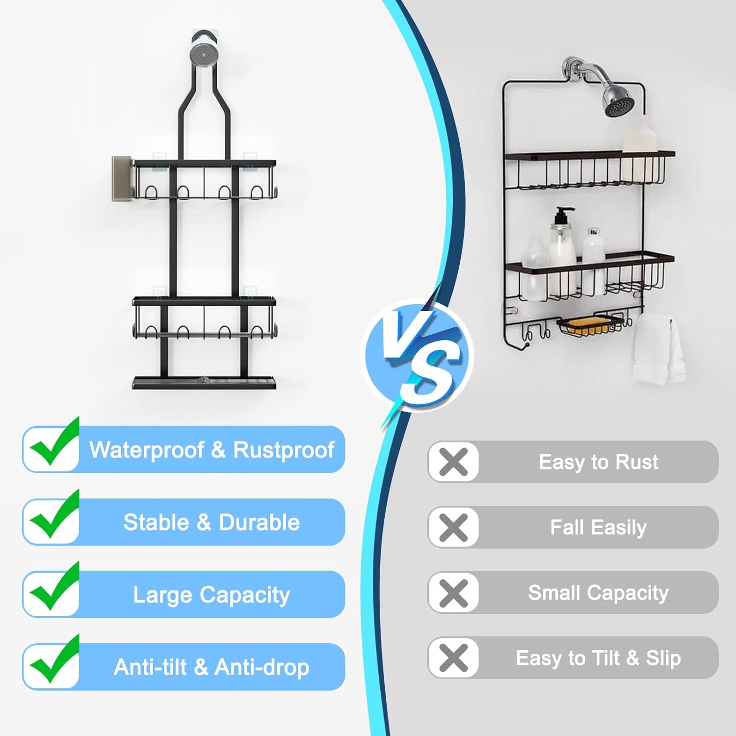 Stylish 3-Tier Hanging Shower Caddy for Your Bathroom