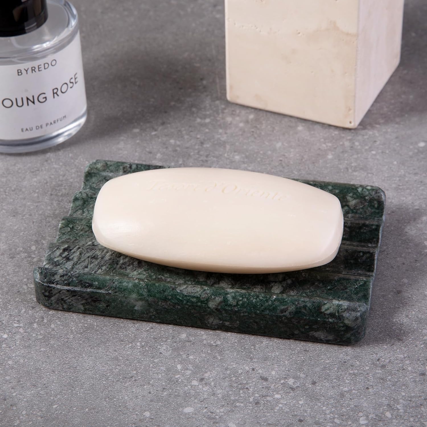 2PC Koville Indian Natural Green Marble Soap Dish for Bathroom
