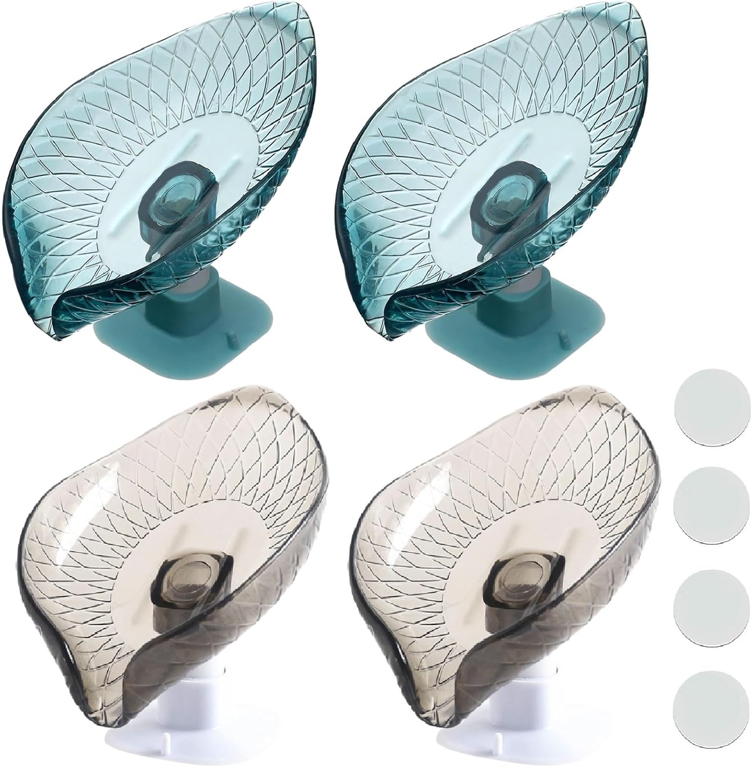 4 packLeaf-Shaped soap Dish Holder Bar soapHolder Self-Draining for Shower