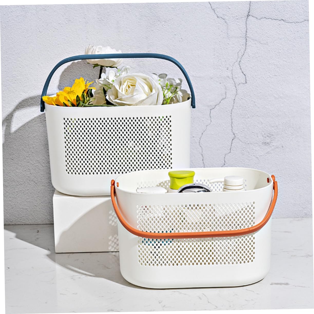 Portable shower organizer with handles for boys and girls travel