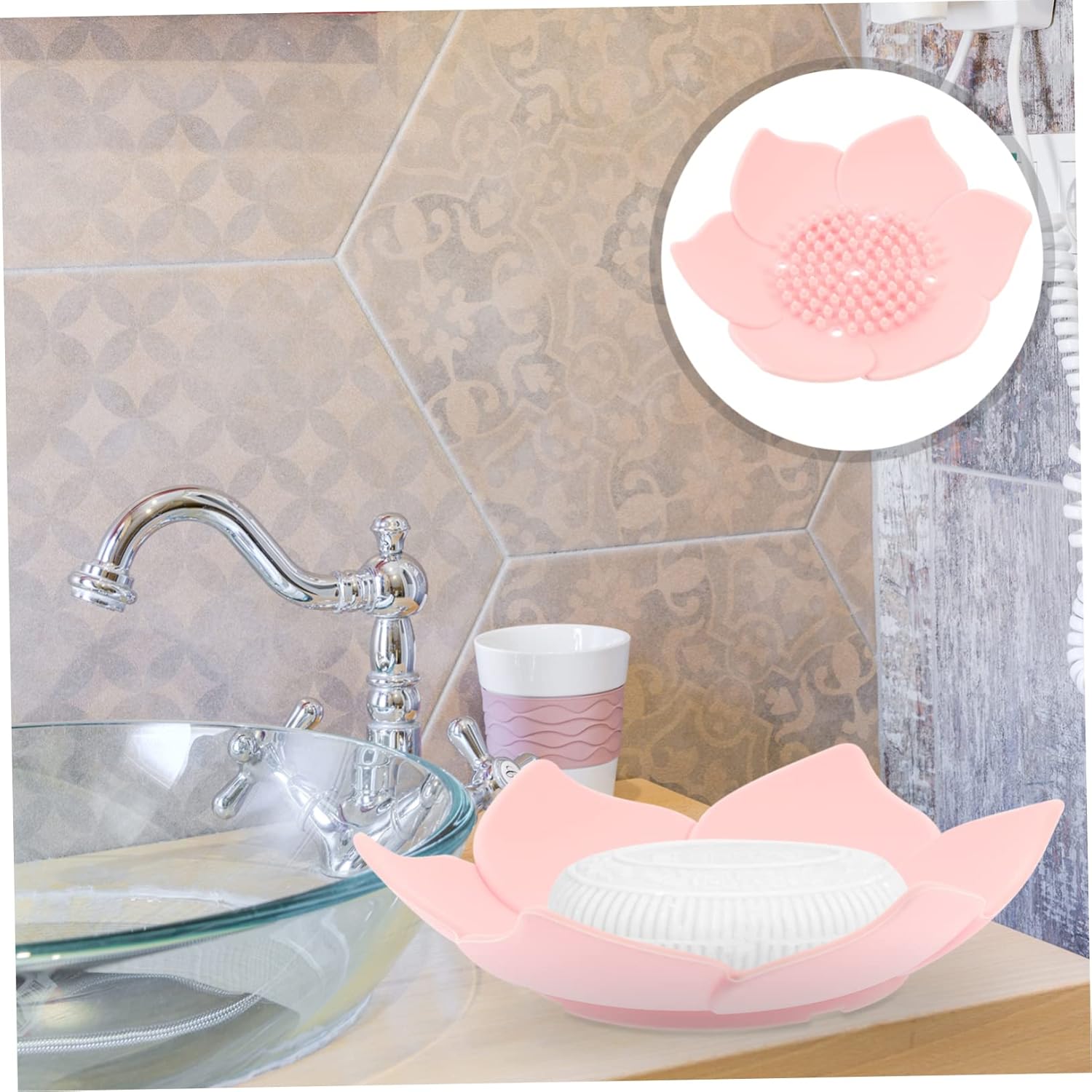 MAGICLULU Flower Shaped Silicone Soap Dish Holder