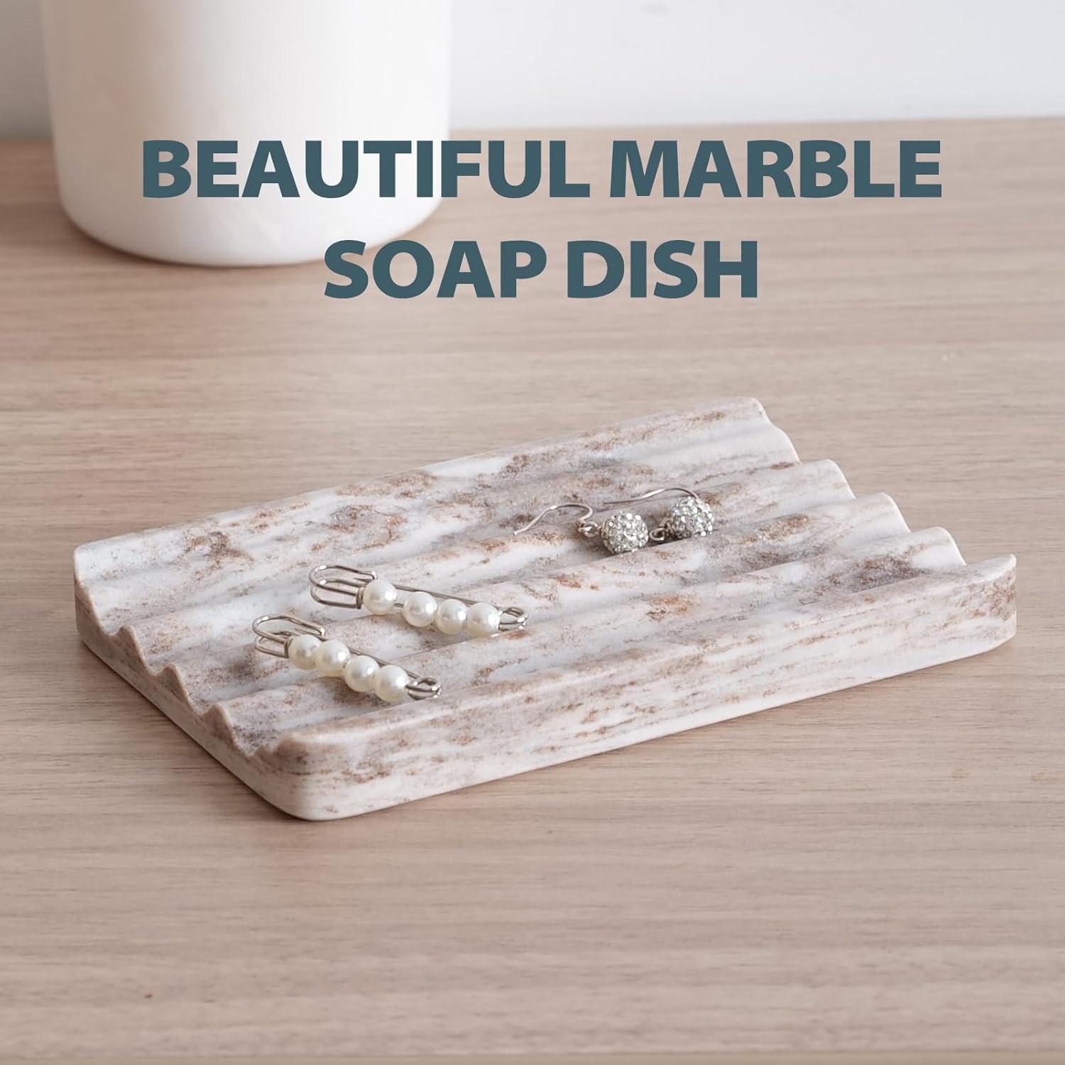 Marble Bar Soap Holder for Kitchen Bathroom Wavy Design Heavy Duty Elegant