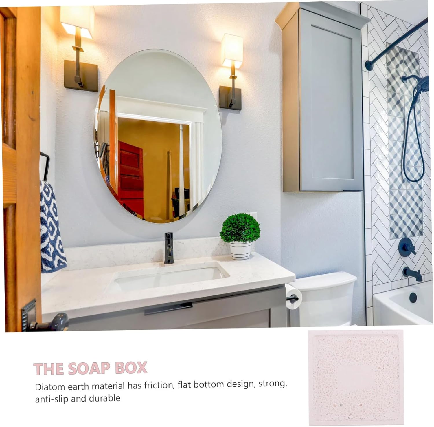 SOAP DISH HOLDER WITH DIATOMATE ABSORBENT BATHROOM TRAY FOR HOME TRAVEL USE