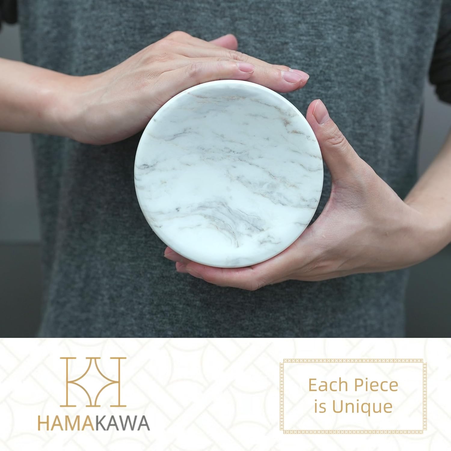 Natural Marble Soap Dish Carrara White Round Holder for Bathroom and Kitchen
