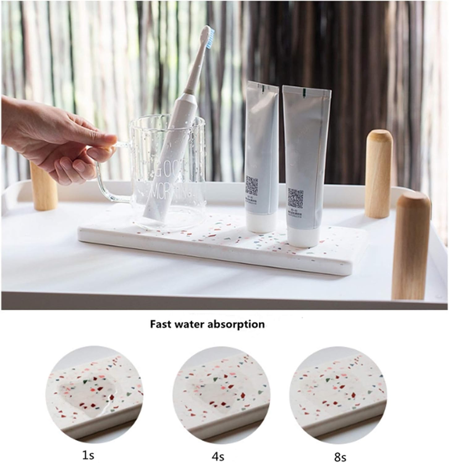 JUNMIN Diatomite Moisture Absorbent Bathroom Shelf Dish Creative Household Good