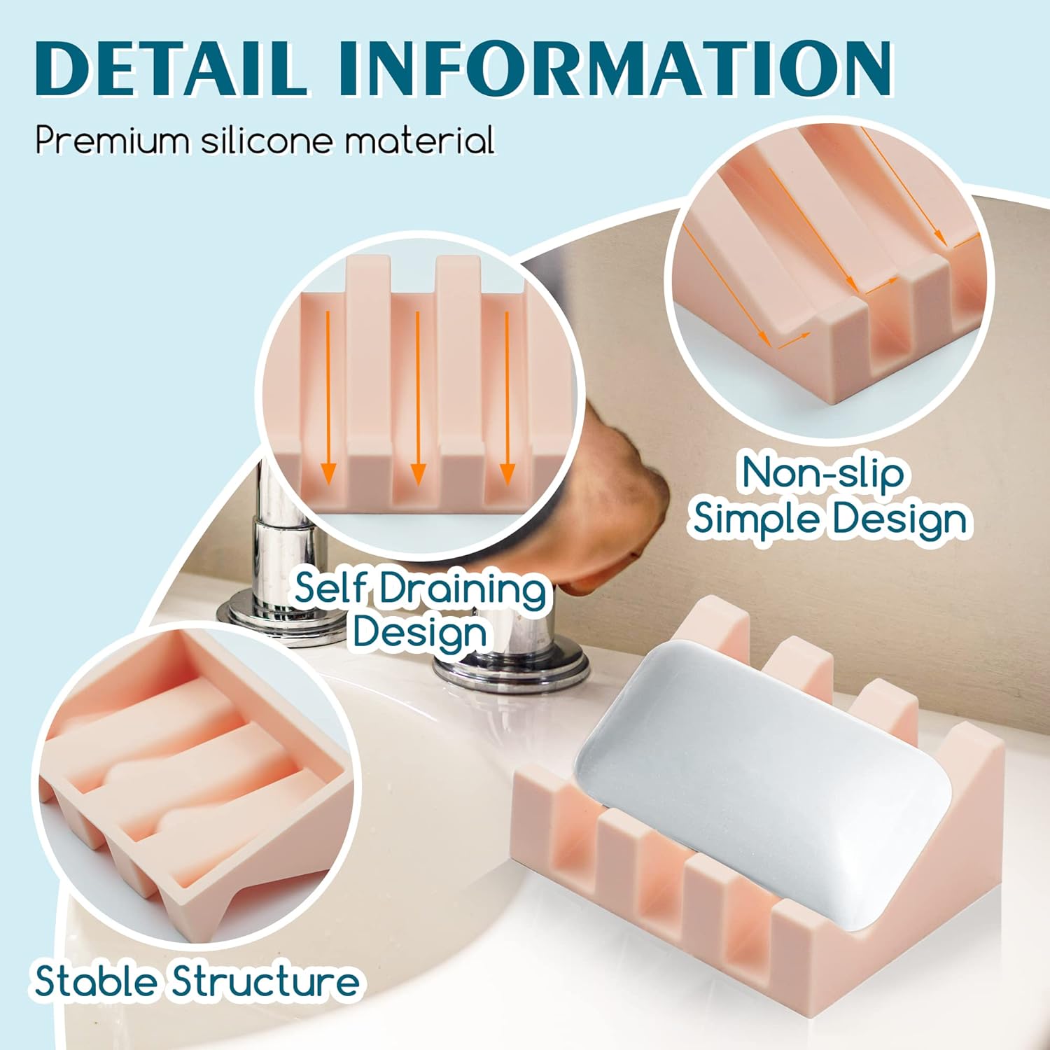 Two-Piece Pink Silicone Soap Dish