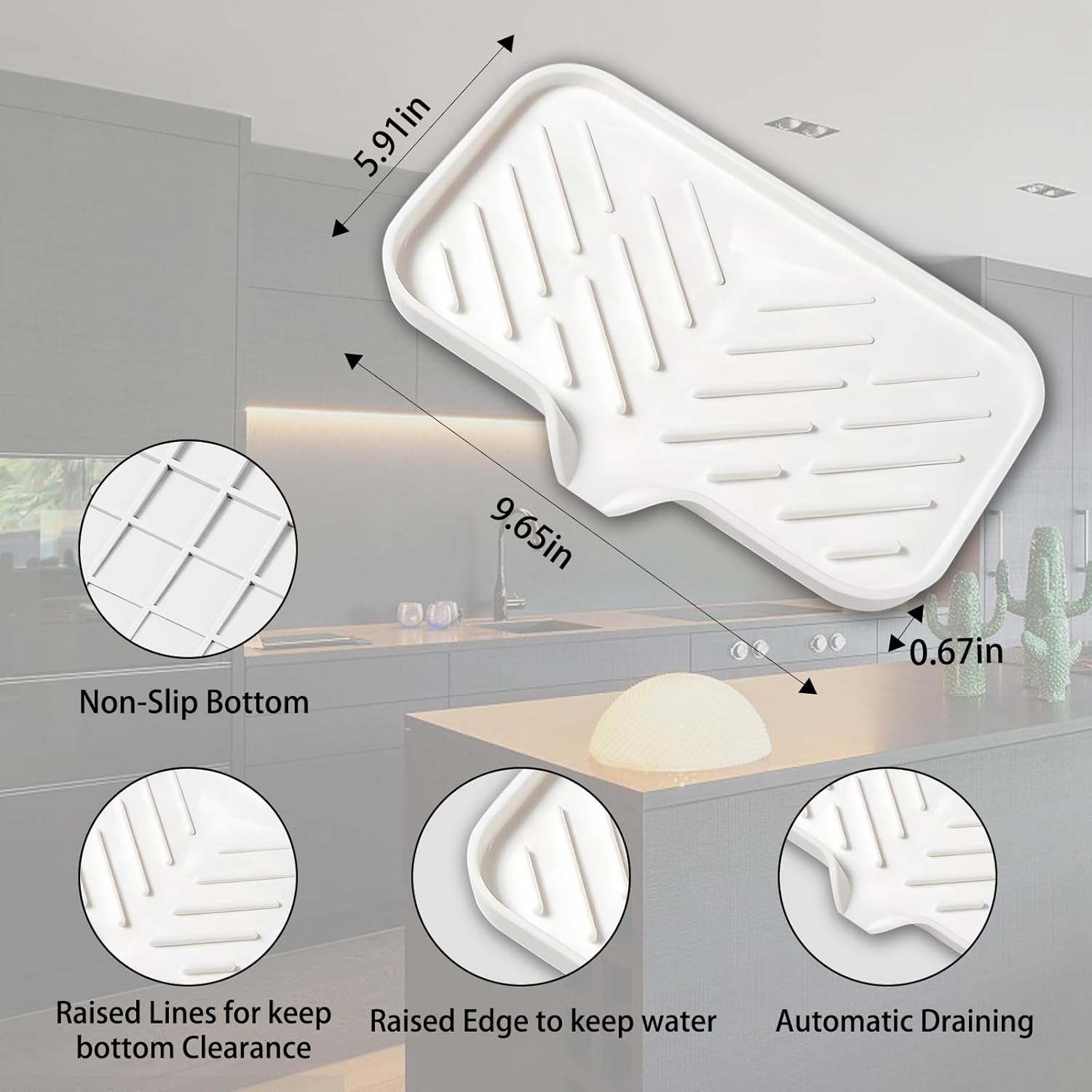 Silicone Soap Dish with Drain and Non-Slip Grid