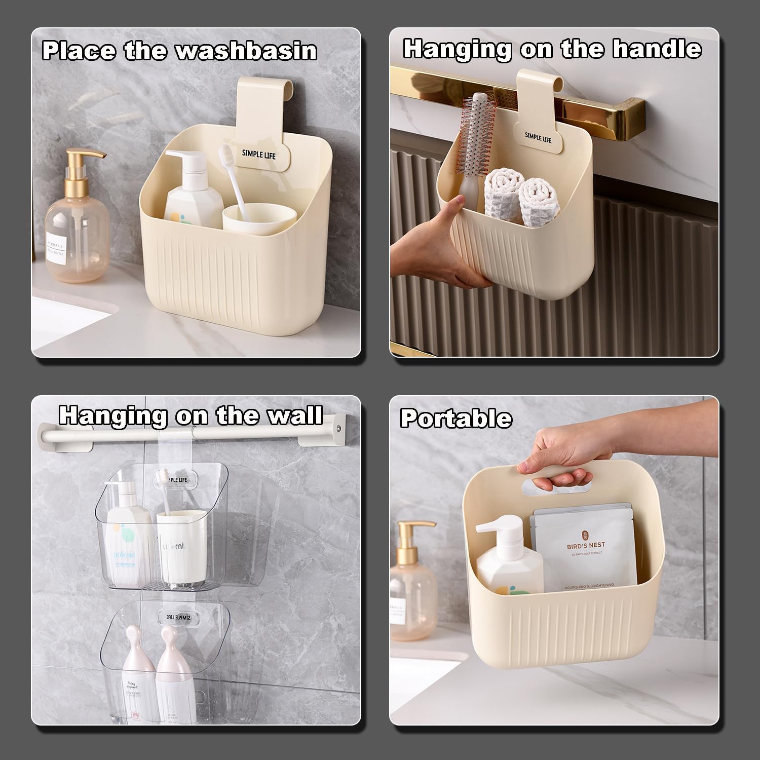 3-Piece Hanging Shower Basket Caddy Portable Wall Storage Organizer