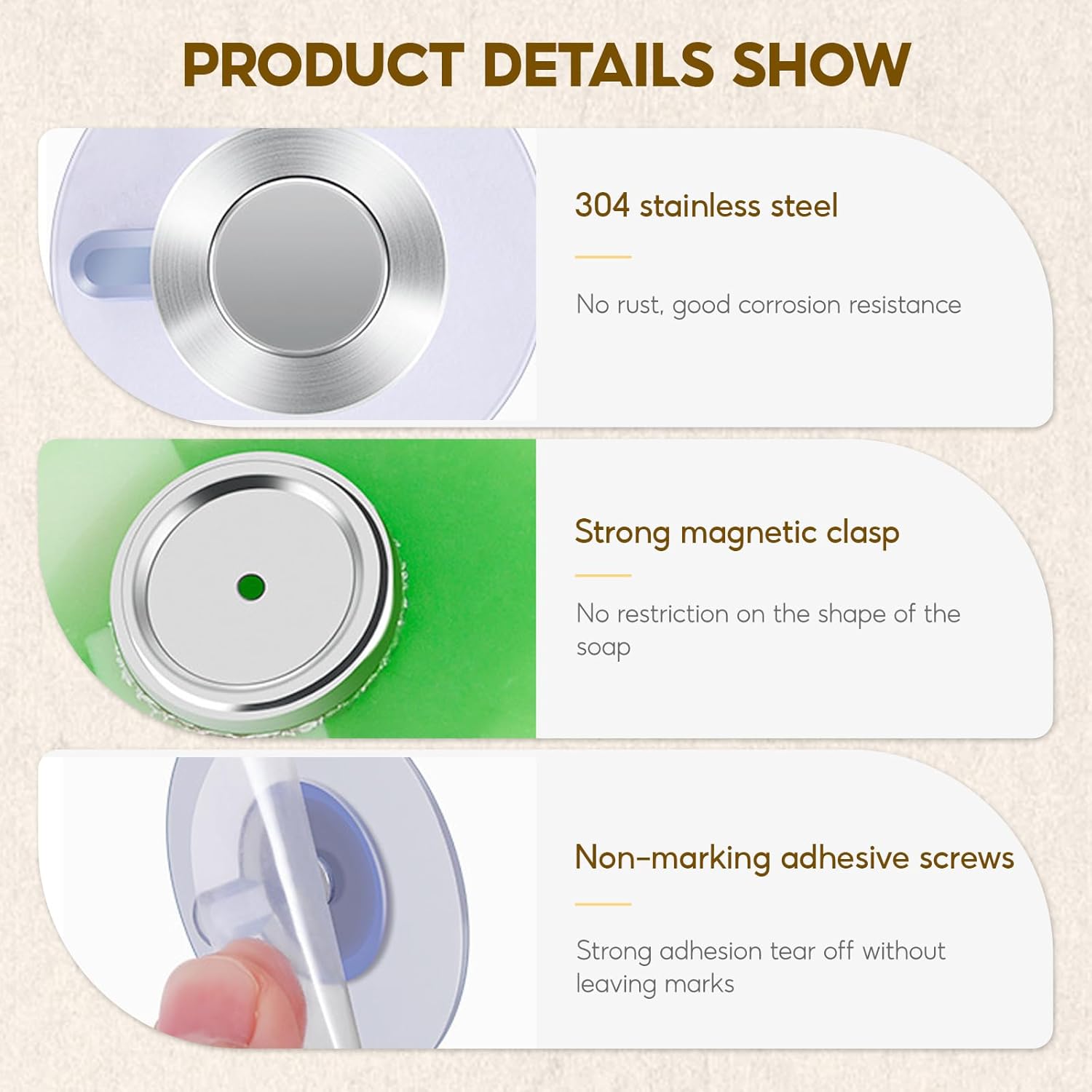 Durable Magnetic Soap Holder with Suction Cup for Bathroom Kitchen Use