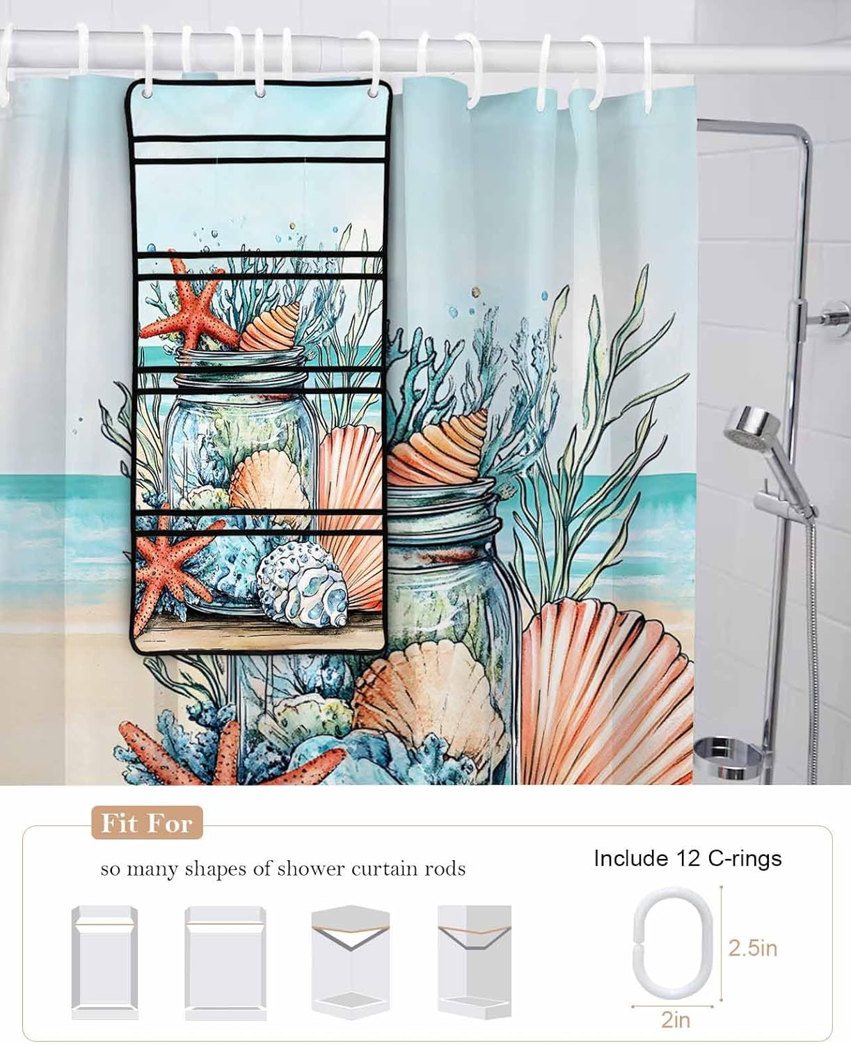 Easy Install Mesh Shower Organizer Waterproof 10-Pocket caddies