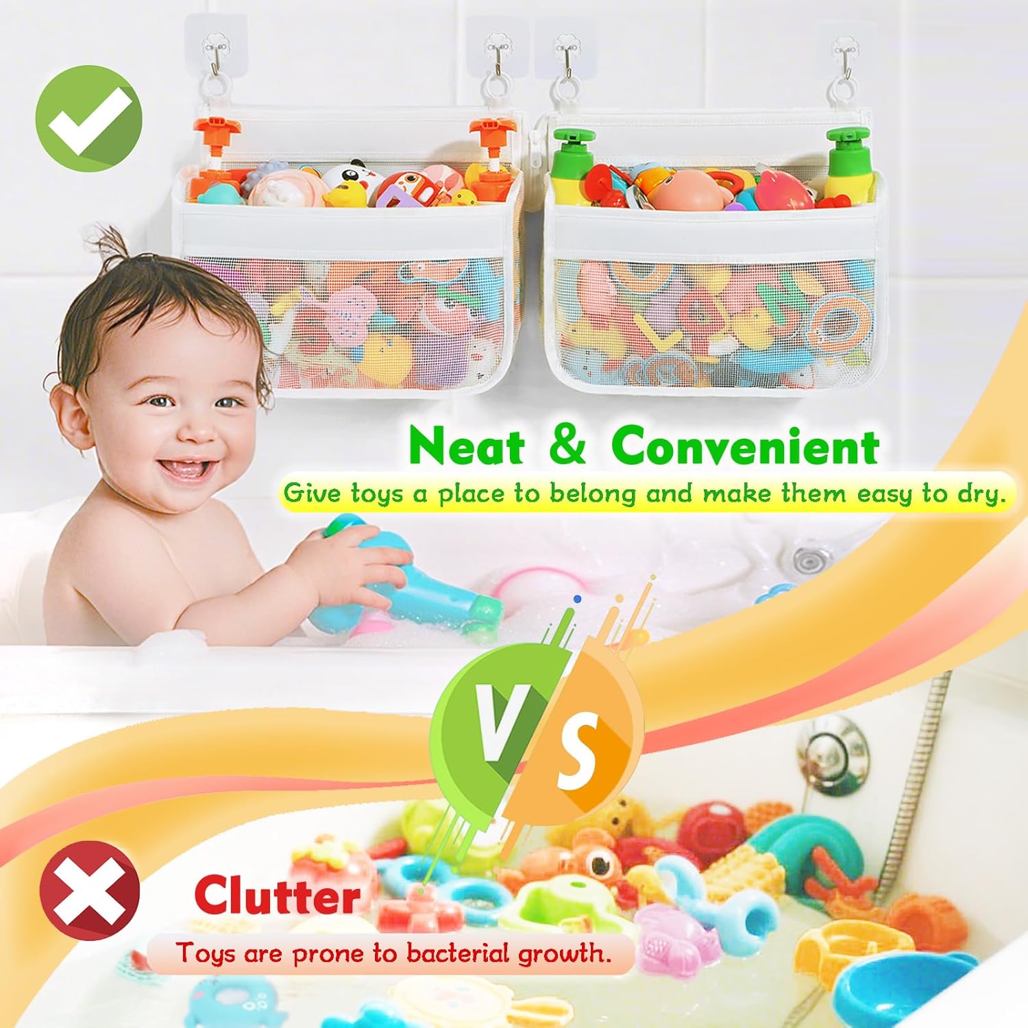 Multi-Use Bath Toy Organizer - Corner Wall Mount