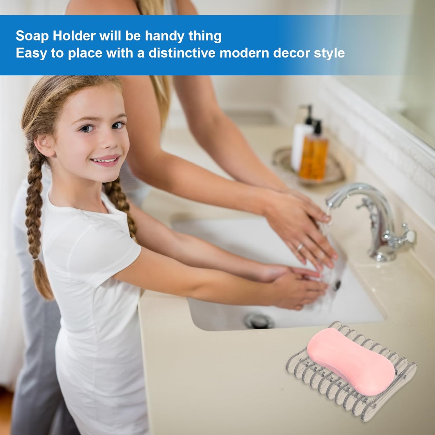 Gjinxi Self-Draining Soap Dish Holder 2-Pack Clear Plastic