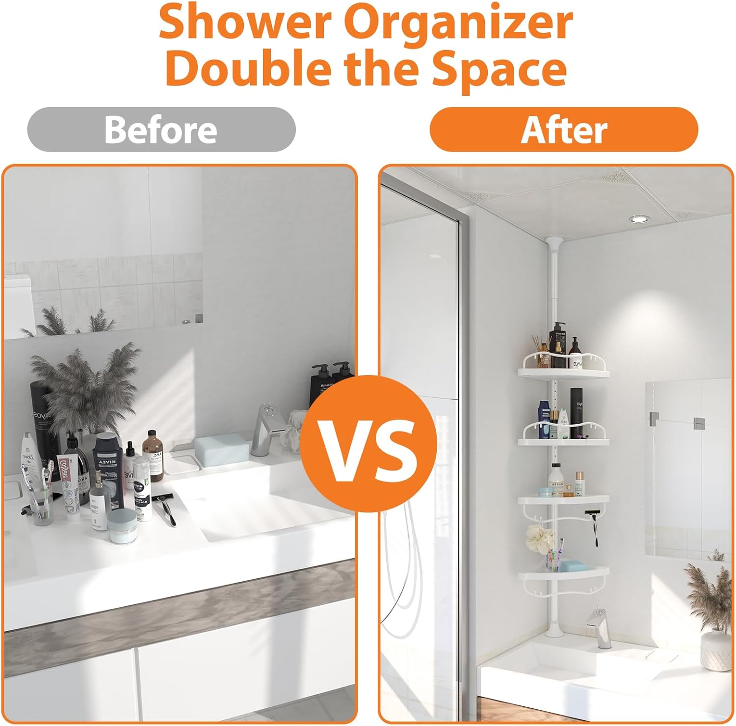Adjustable Durable Shower Caddy with 4 Layers for Bathroom Storage