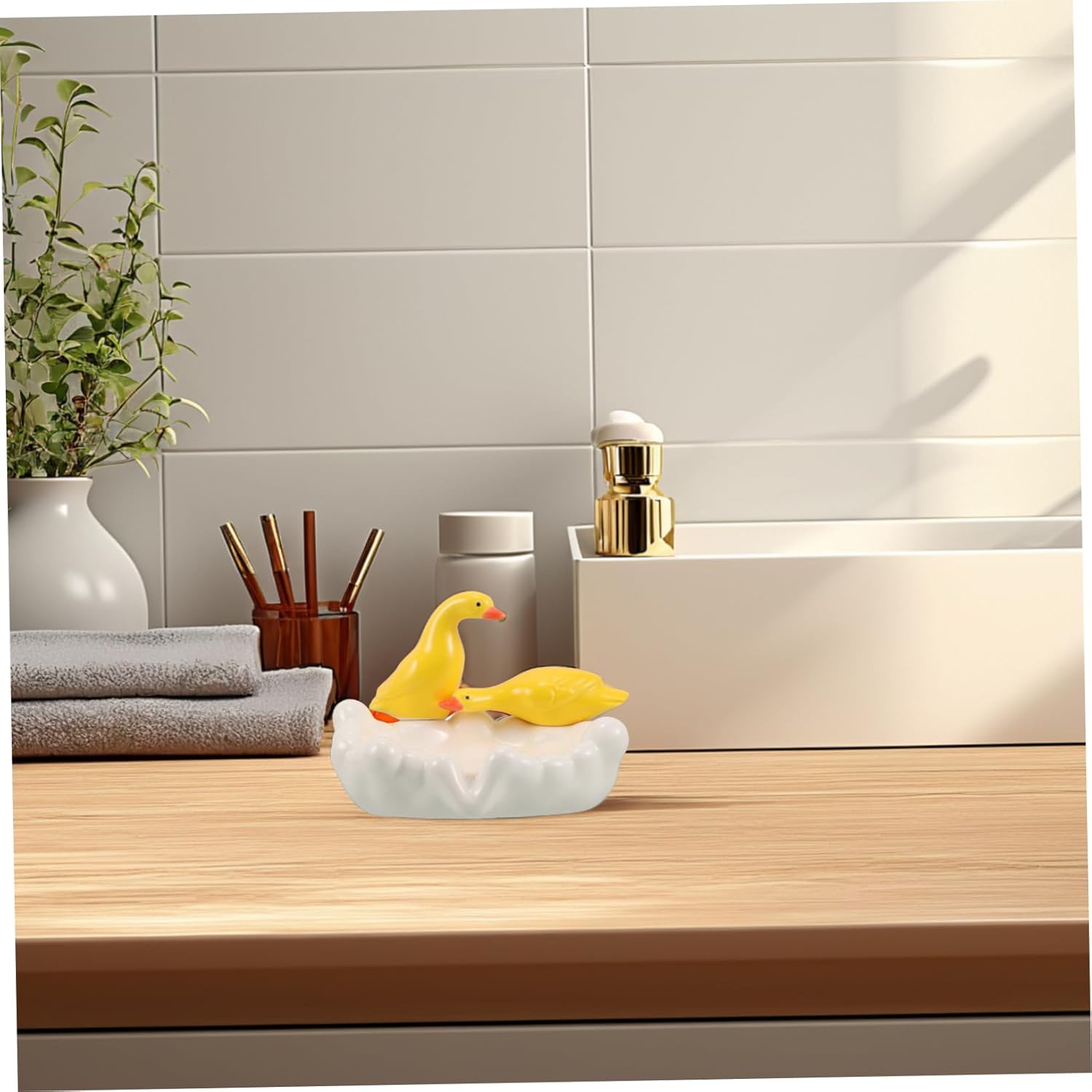 BUGUUYO Cute Duck Soap Dish for RV Bathroom Storage