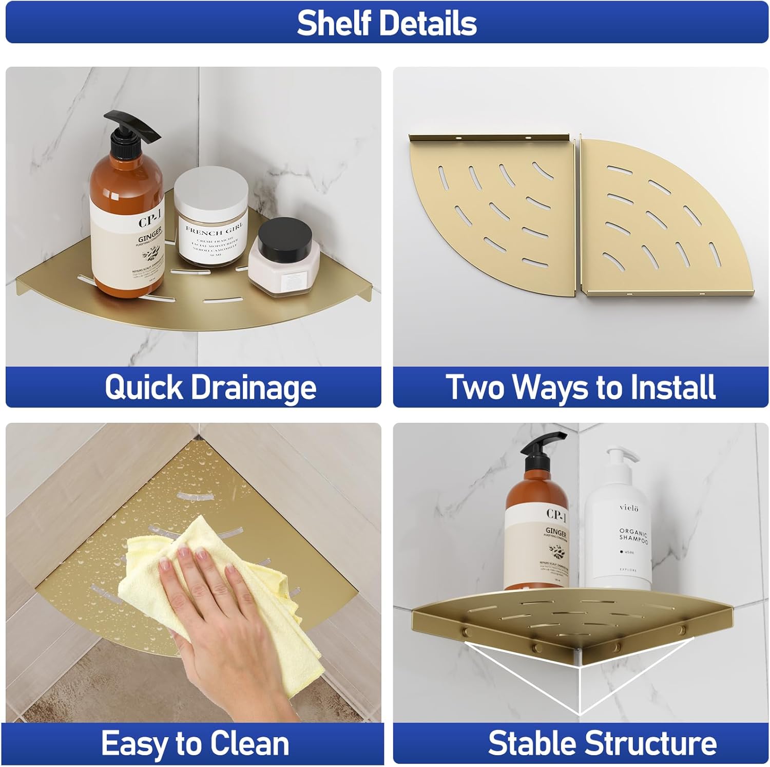 2 Pack Corner Shower Shelves