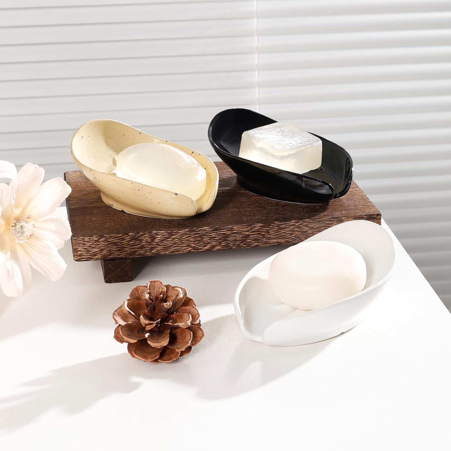 Leaf Shape Ceramic Soap Holder Self Draining