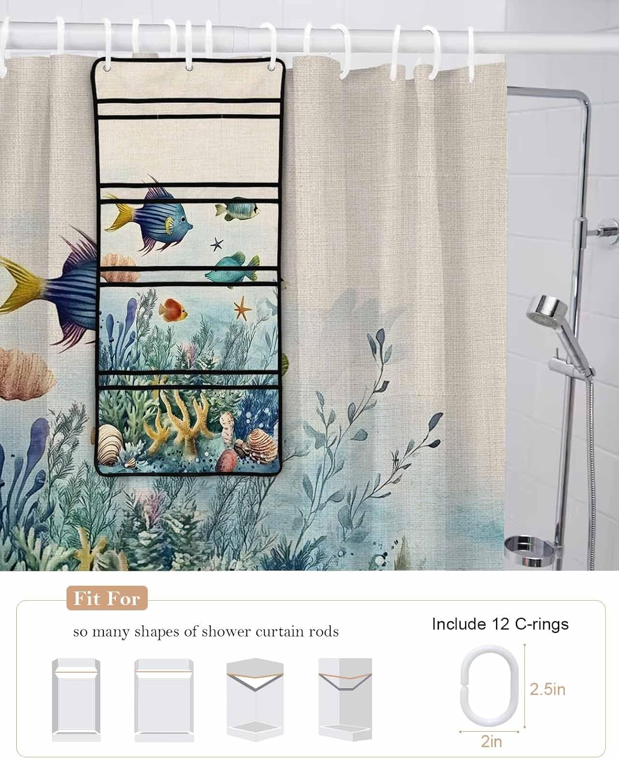 Stylish Mesh Shower Organizer with 10 Storage Pockets and Water_repellent Design