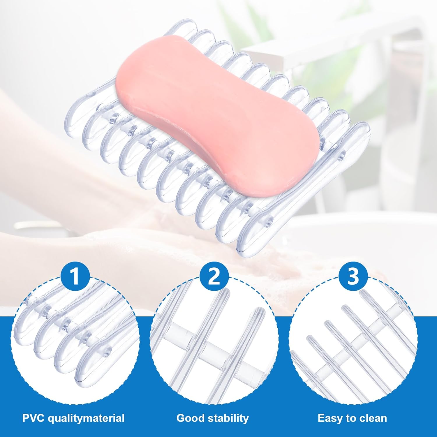 Gjinxi Self-Draining Soap Dish Holder 2-Pack Clear Plastic