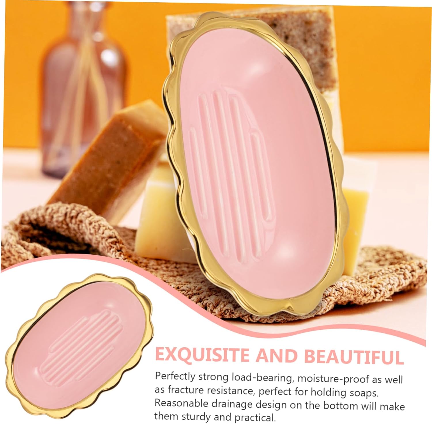LIFKOME Elegant Ceramic Soap Tray with Lace Design