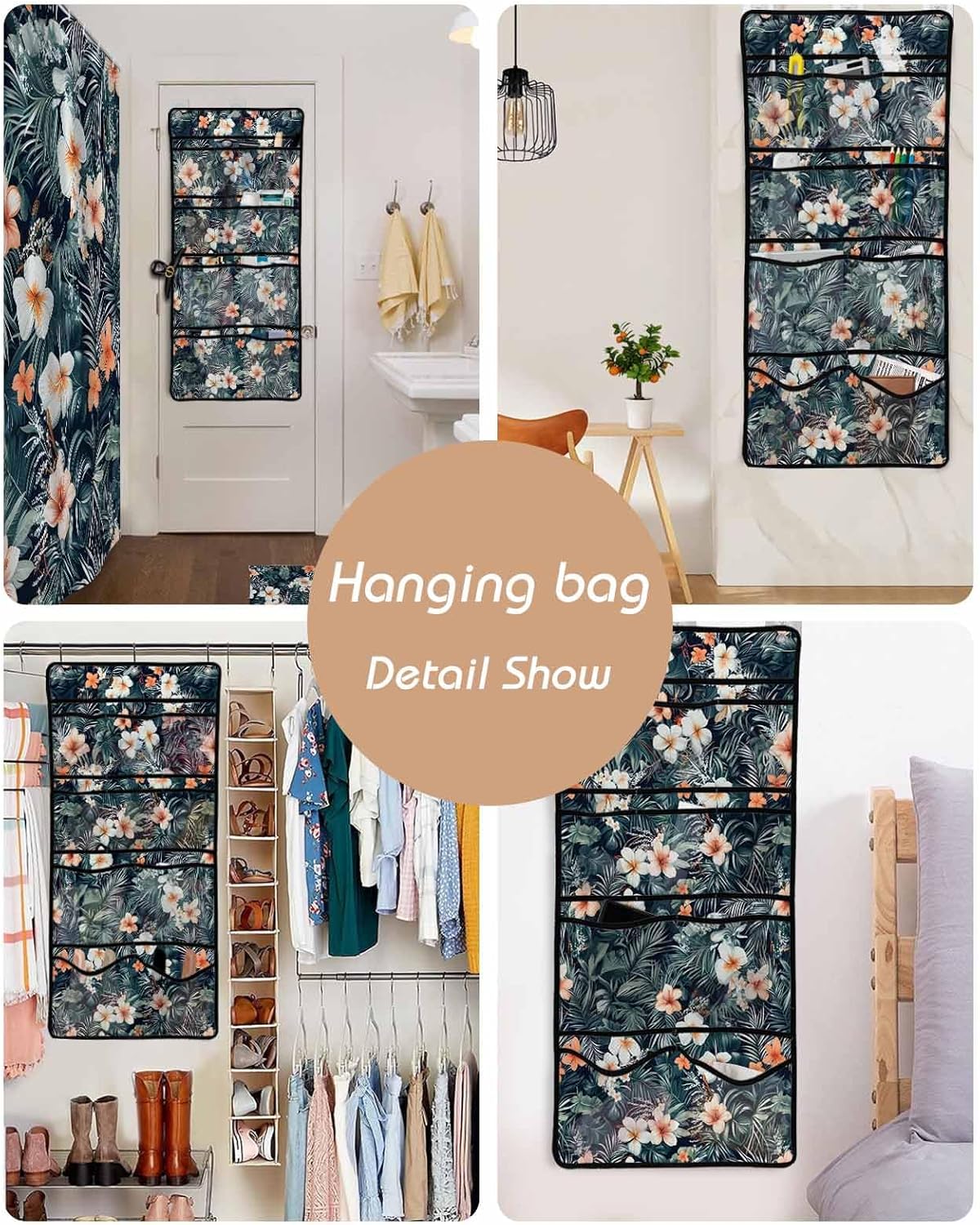 ZFUNCING Mesh Shower Organizer Set Tropical Pastoral Floral
