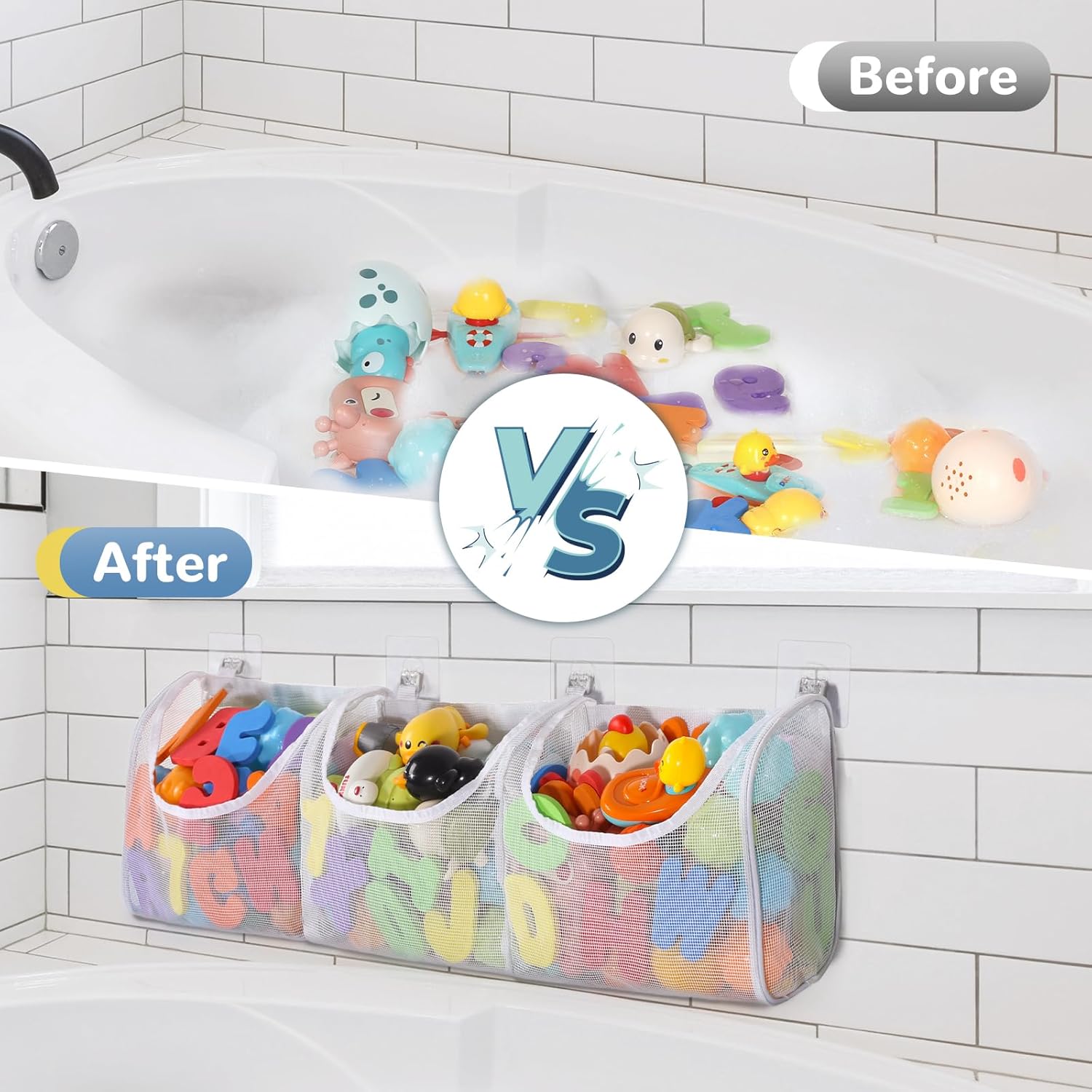 DOCMON Bath Toy Storage with 3 Compartments