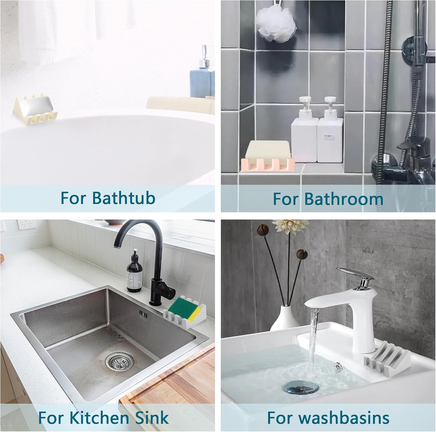 Upgrade Silicone Soap Dishes with Suction Drainage