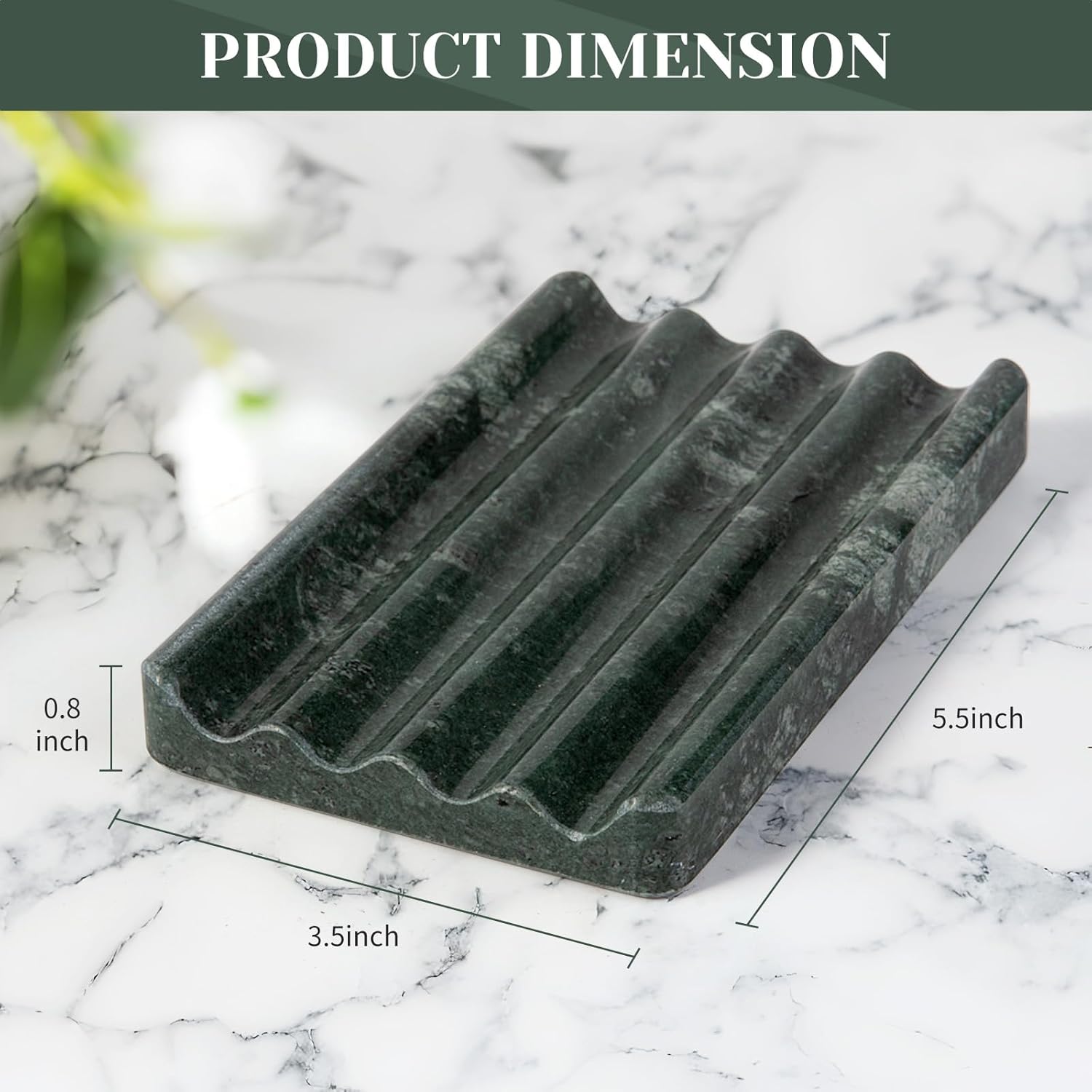 2PC Koville Indian Natural Green Marble Soap Dish for Bathroom