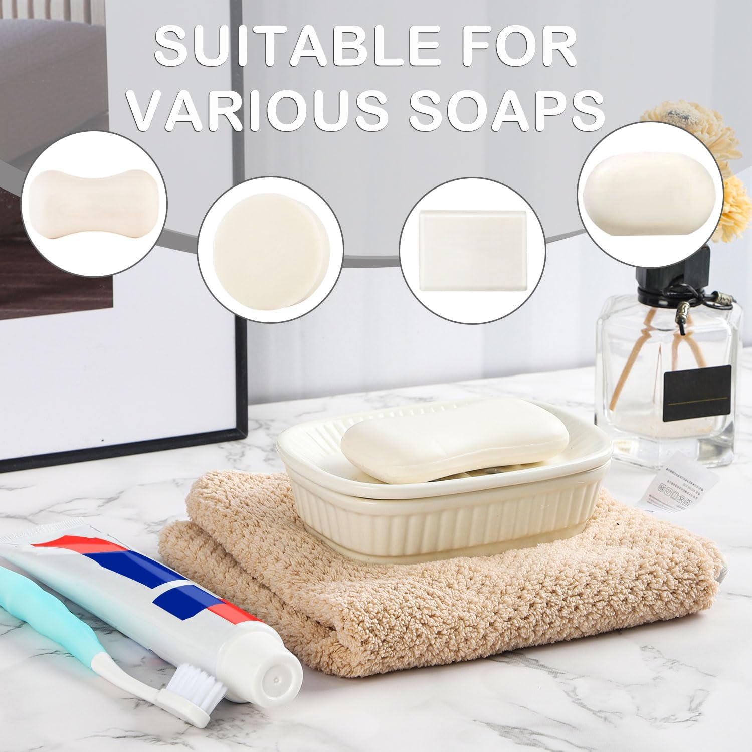 VanEnjoy Green Ceramic Soap Holder for Kitchen and Bathroom