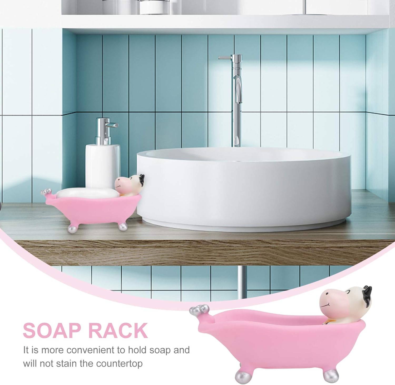 Kids Cartoon Soap Holder Bath Tray for Bathroom Counter