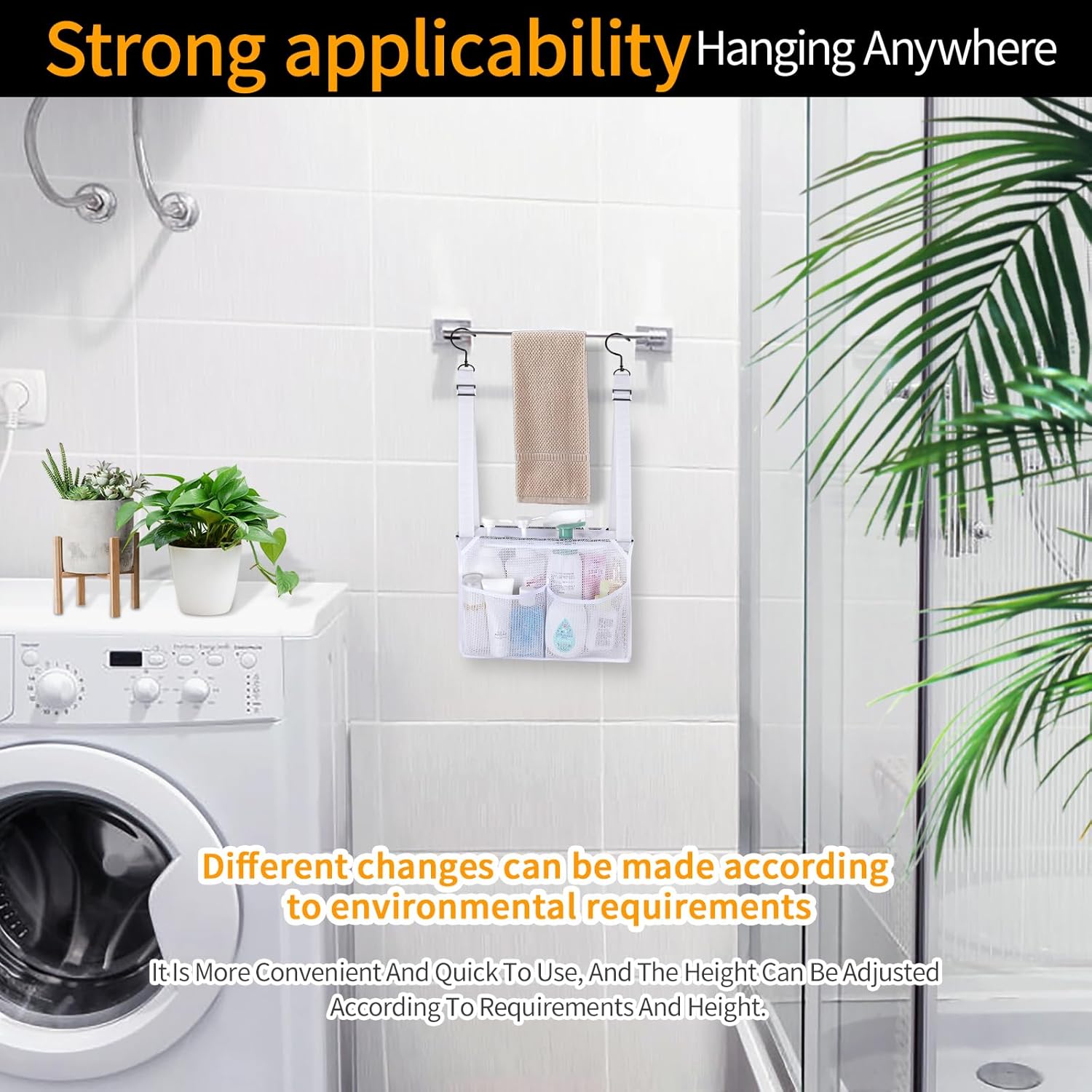 4 Storage Pockets Adjustable Mesh Bathroom Bag