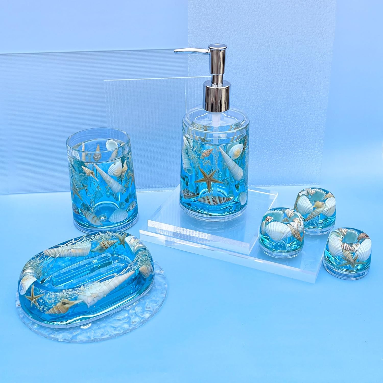 FONMY Acrylic Soap Dish with Nature Seashell Design