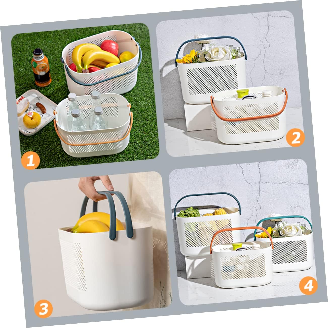 Portable Folding Shower Basket Plastic Organizer for Bathroom Kitchen Use