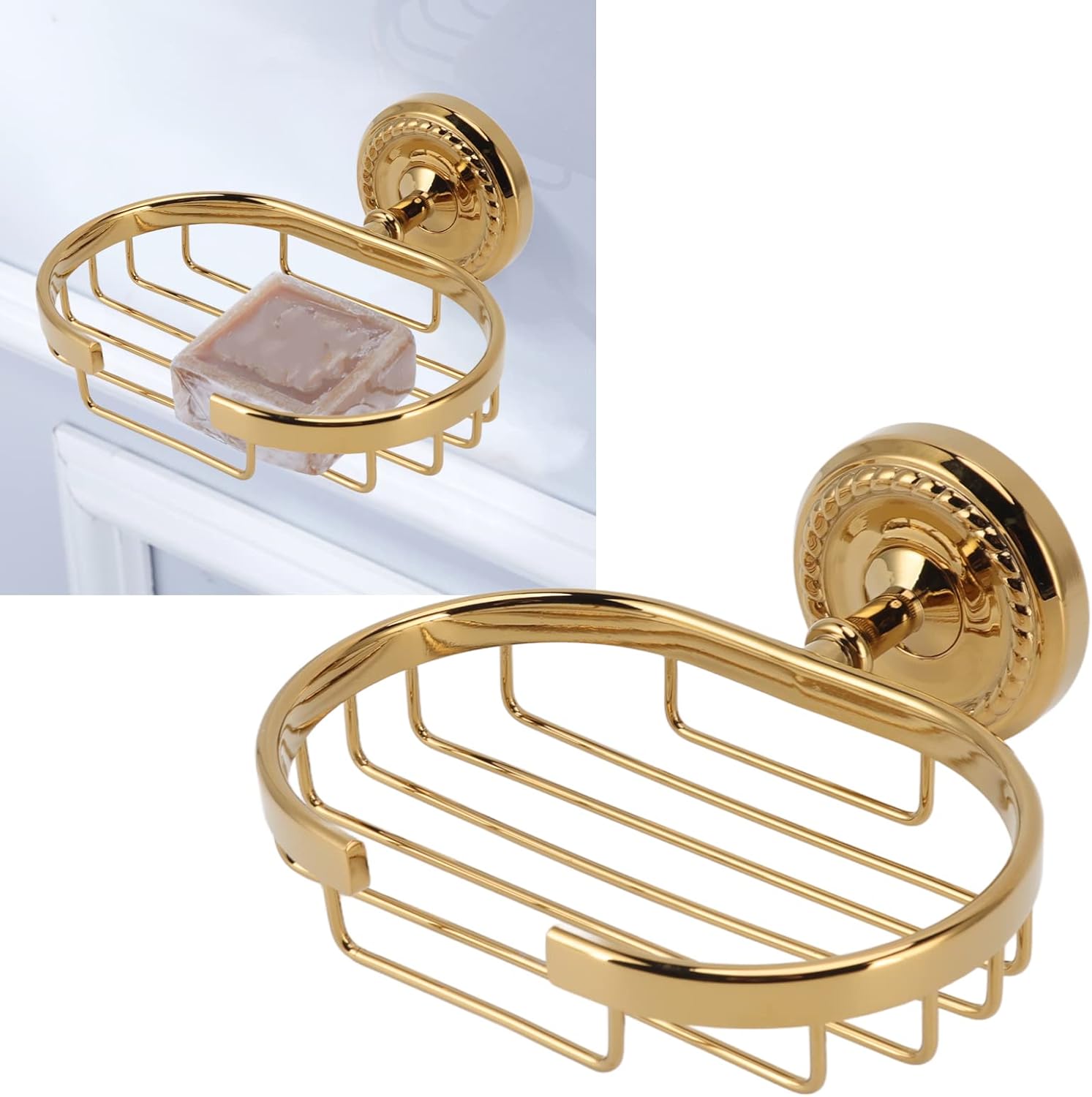 Fafeicy Metal Soap Holder Self-Draining Wall-Mounted