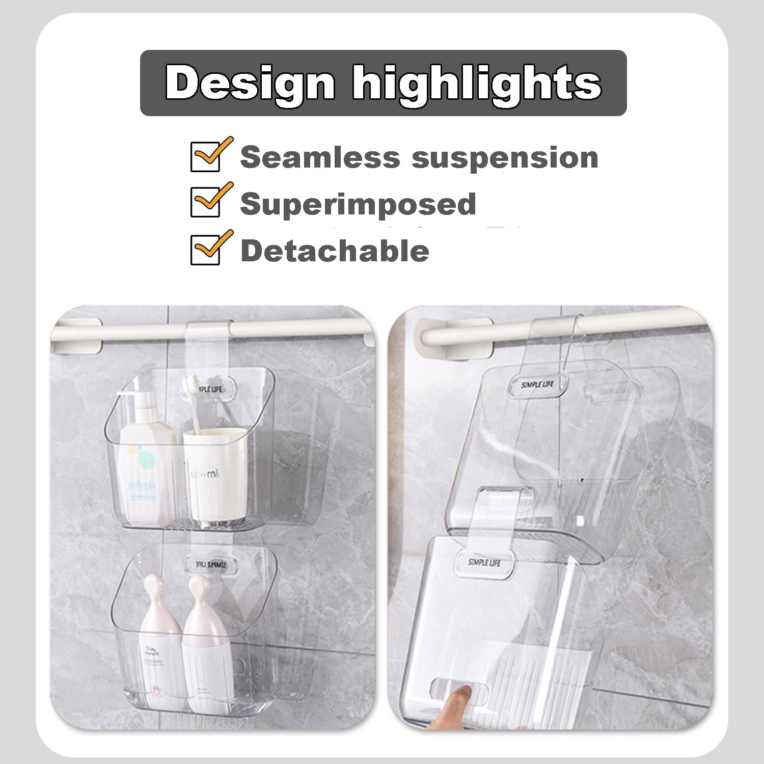 3-Piece Hanging Shower Basket Caddy Portable Wall Storage Organizer