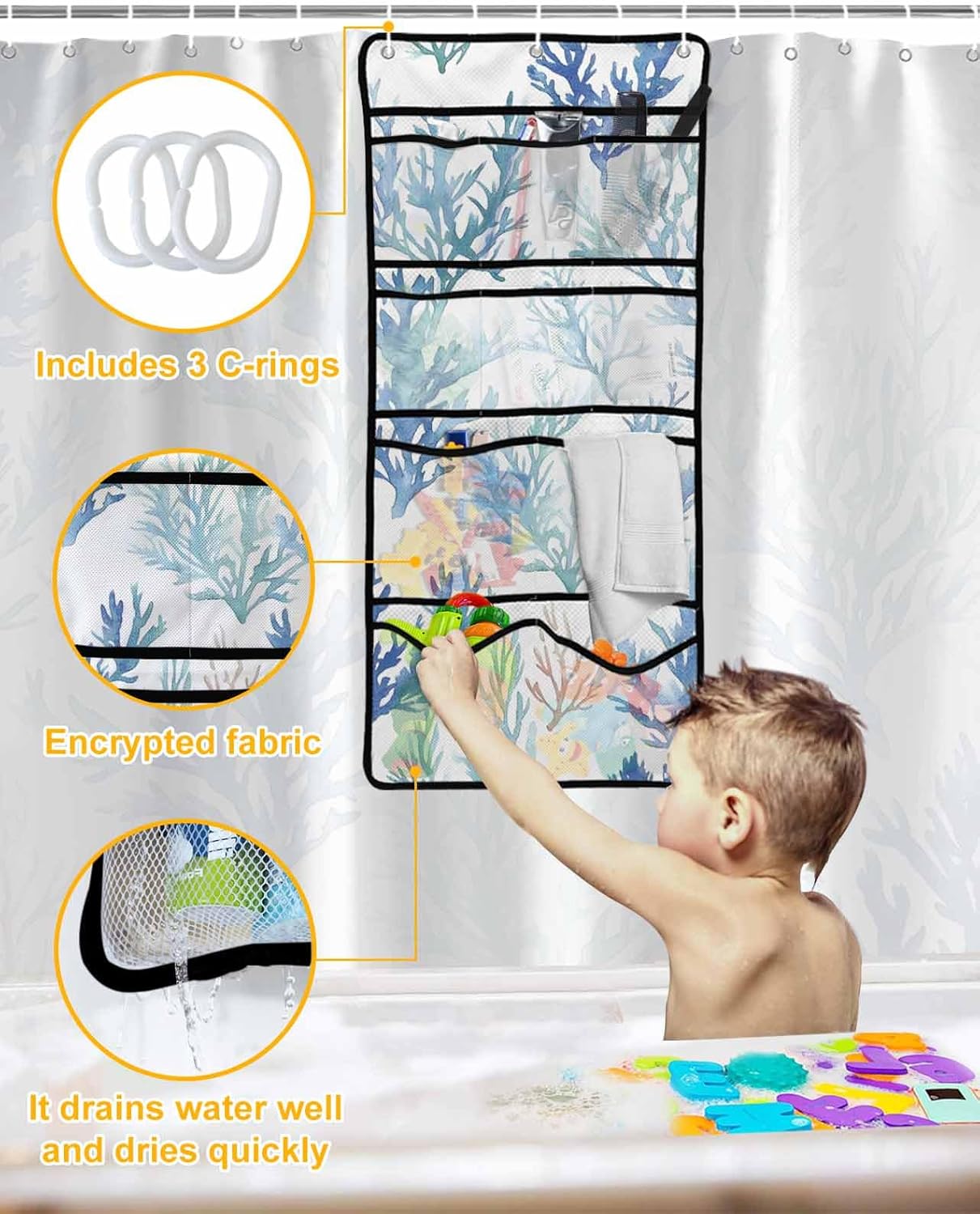 ZFUNCING Waterfall Mesh Hanging Shower Organizer