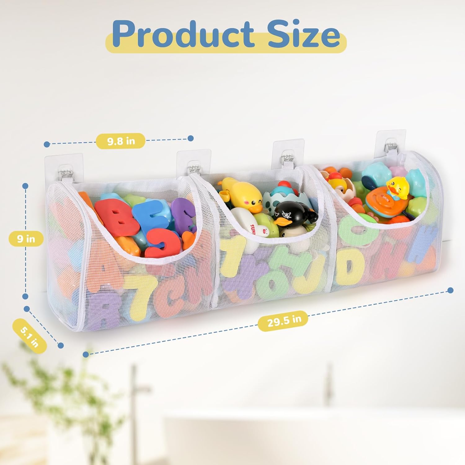 DOCMON Bath Toy Storage with 3 Compartments