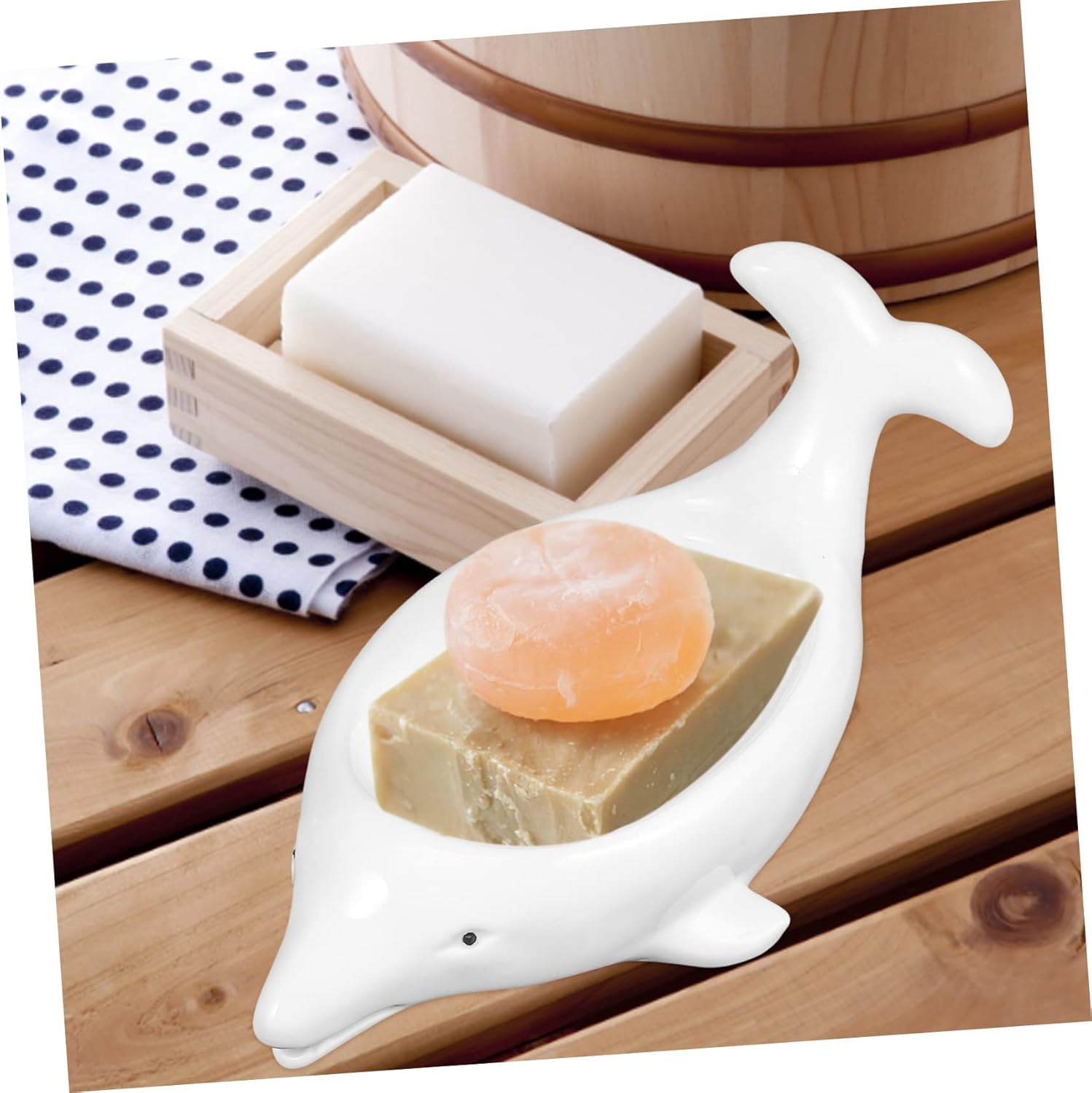Bathroom Soap Dish Cute Ceramic Dolphin Holder for Boys Girls