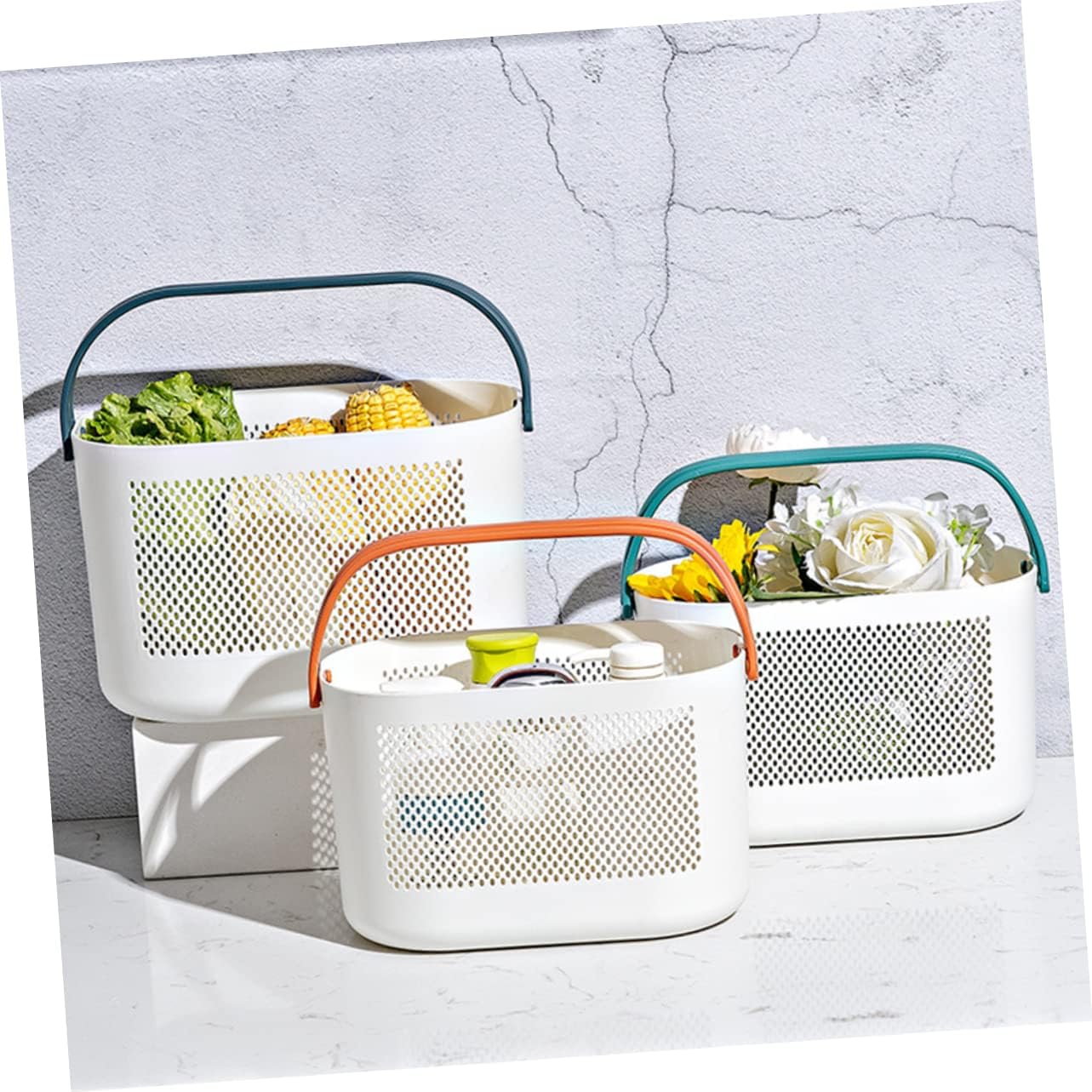 Portable shower organizer with handles for boys and girls travel