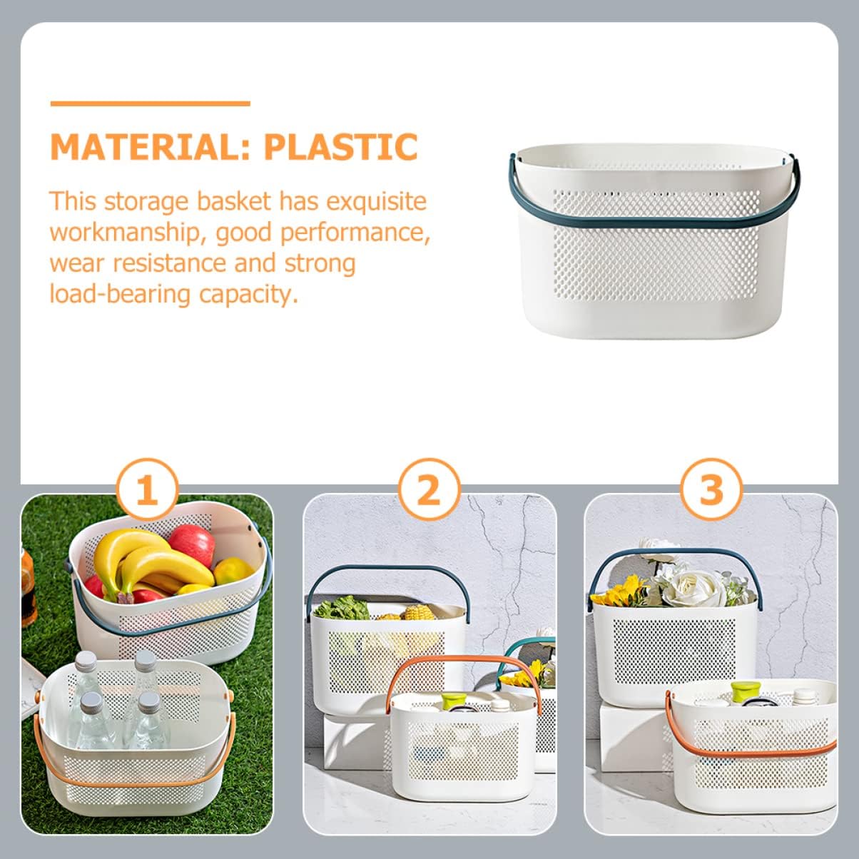 Garneck Storage Basket - Portable Organizer for Bathroom and Kitchen Essentials